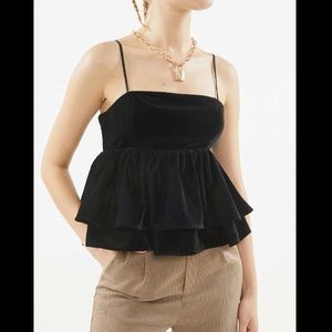 NWT Urban Outfitters Olivia velvet tiered peplum cami